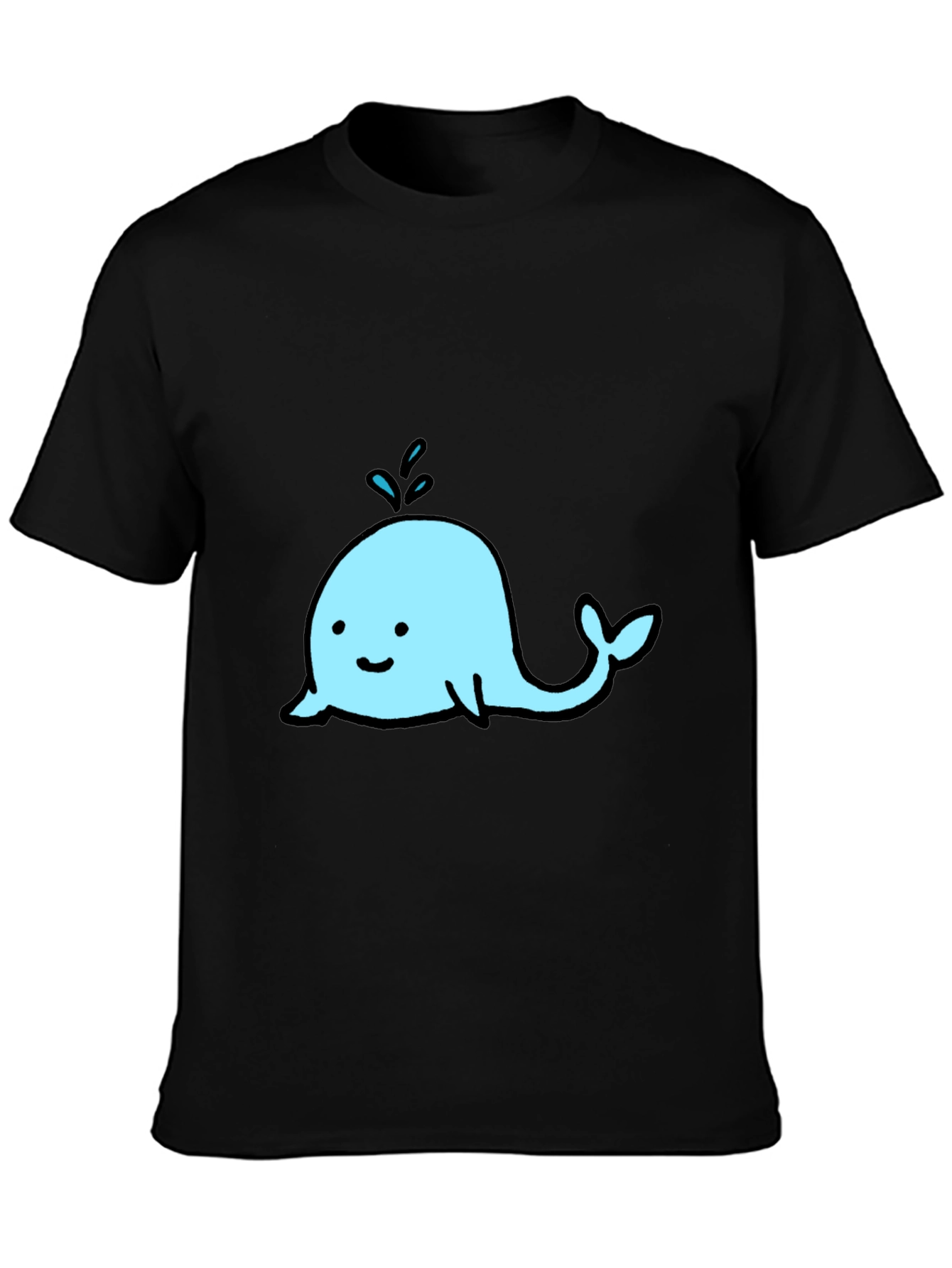 Cute Whale Graphic Black T-Shirt