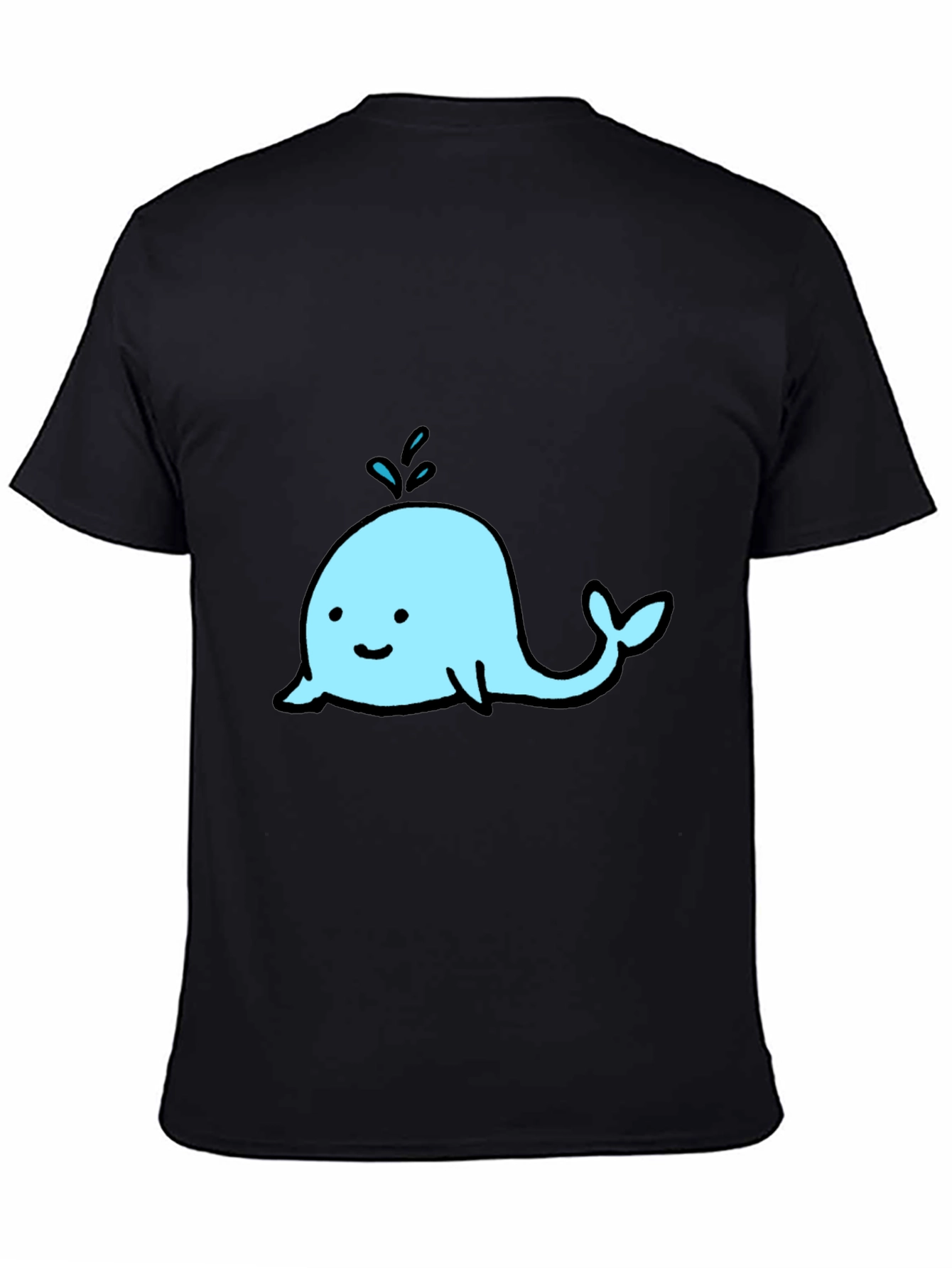 Cute Whale Graphic Black T-Shirt