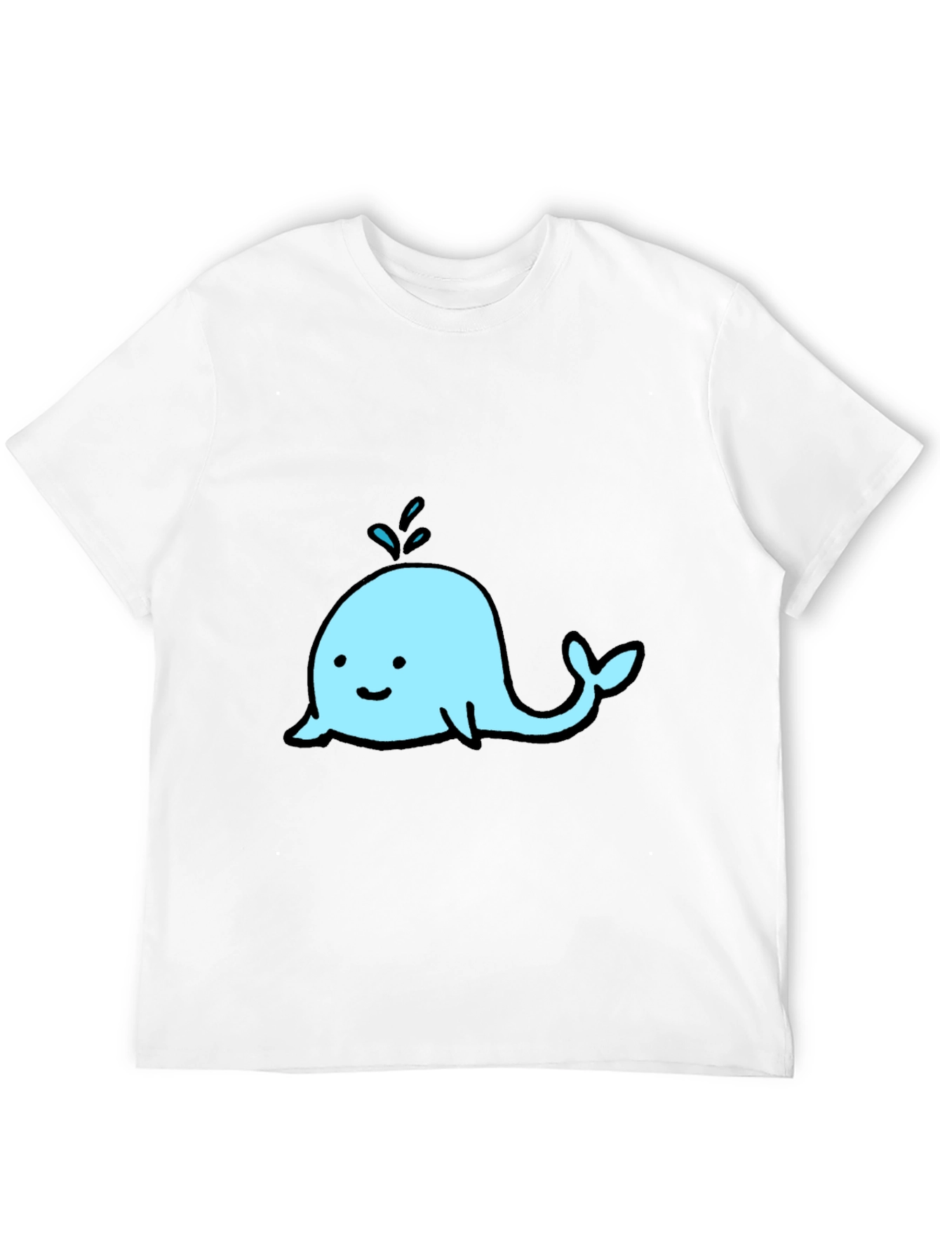 Cute Whale Graphic Black T-Shirt