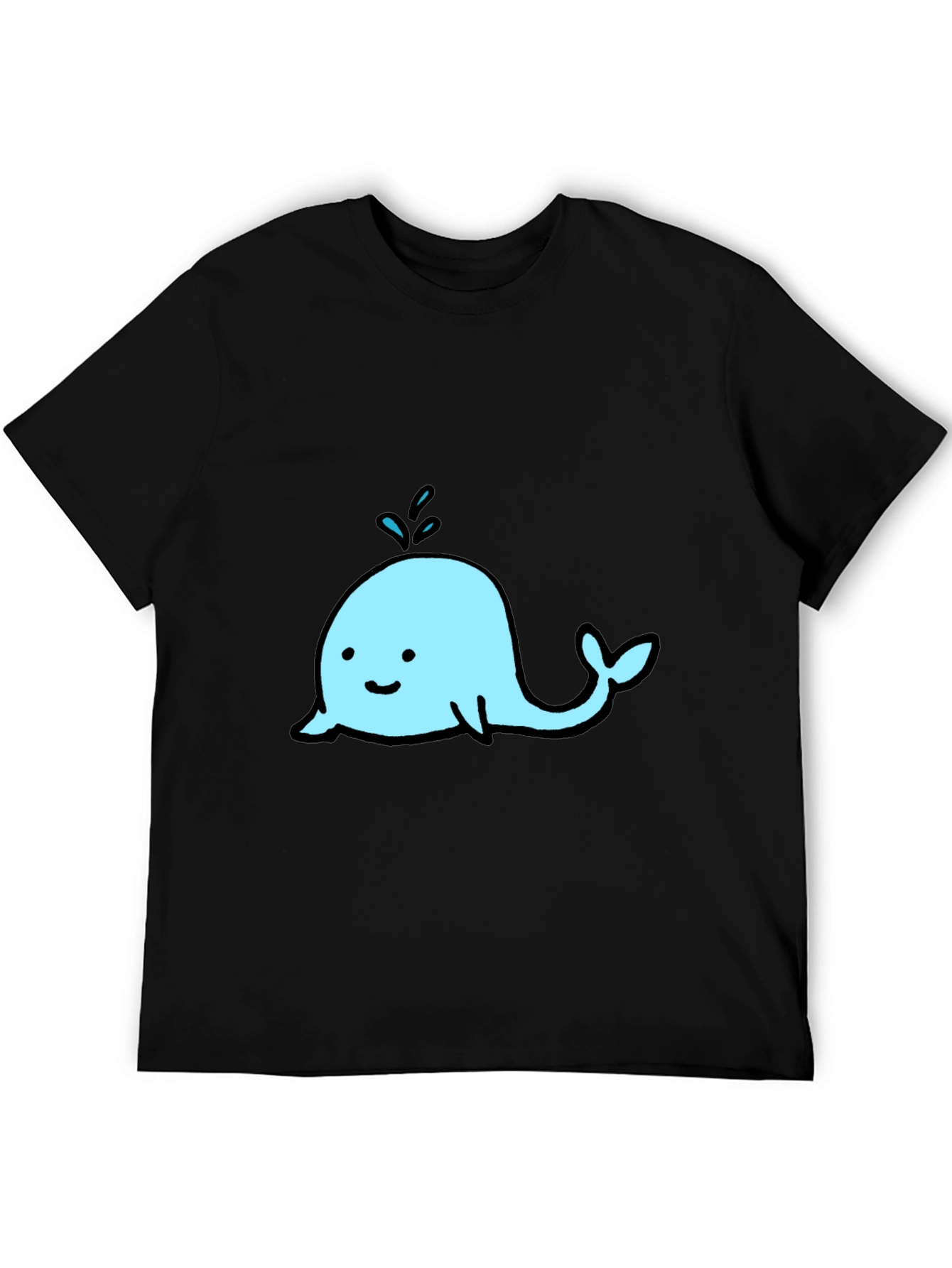 Cute Whale Graphic Black T-Shirt