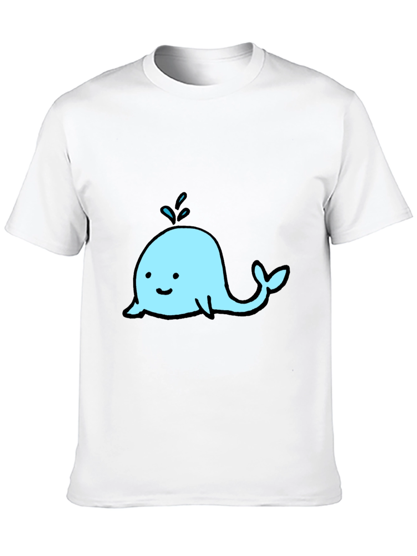Cute Whale Graphic Black T-Shirt