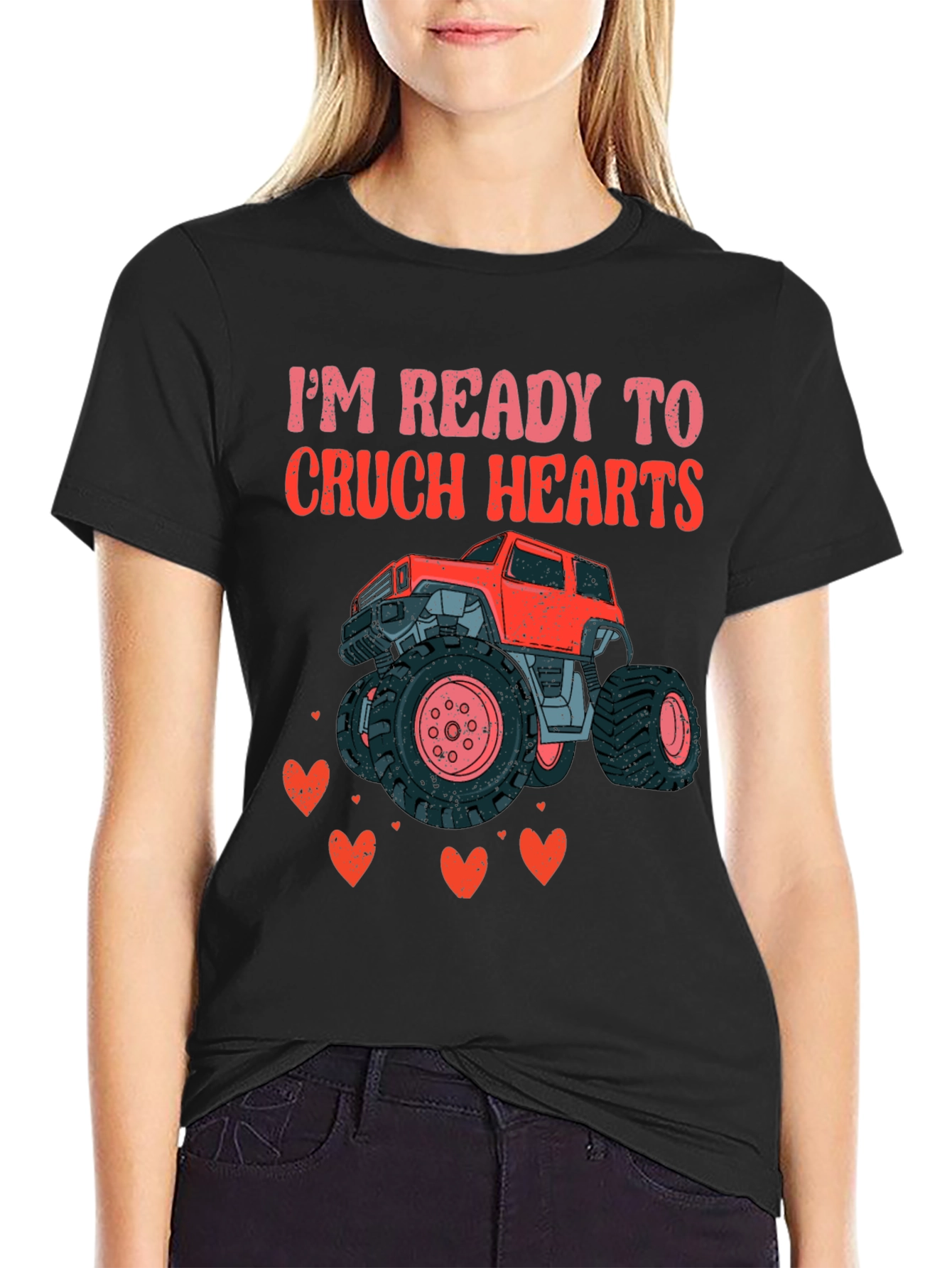 Ready to Crush Hearts Valentines Monster Truck T-Shirt