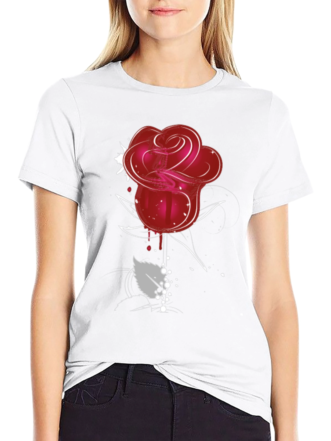 Red Rose Graphic Tee - Mens Black T-Shirt