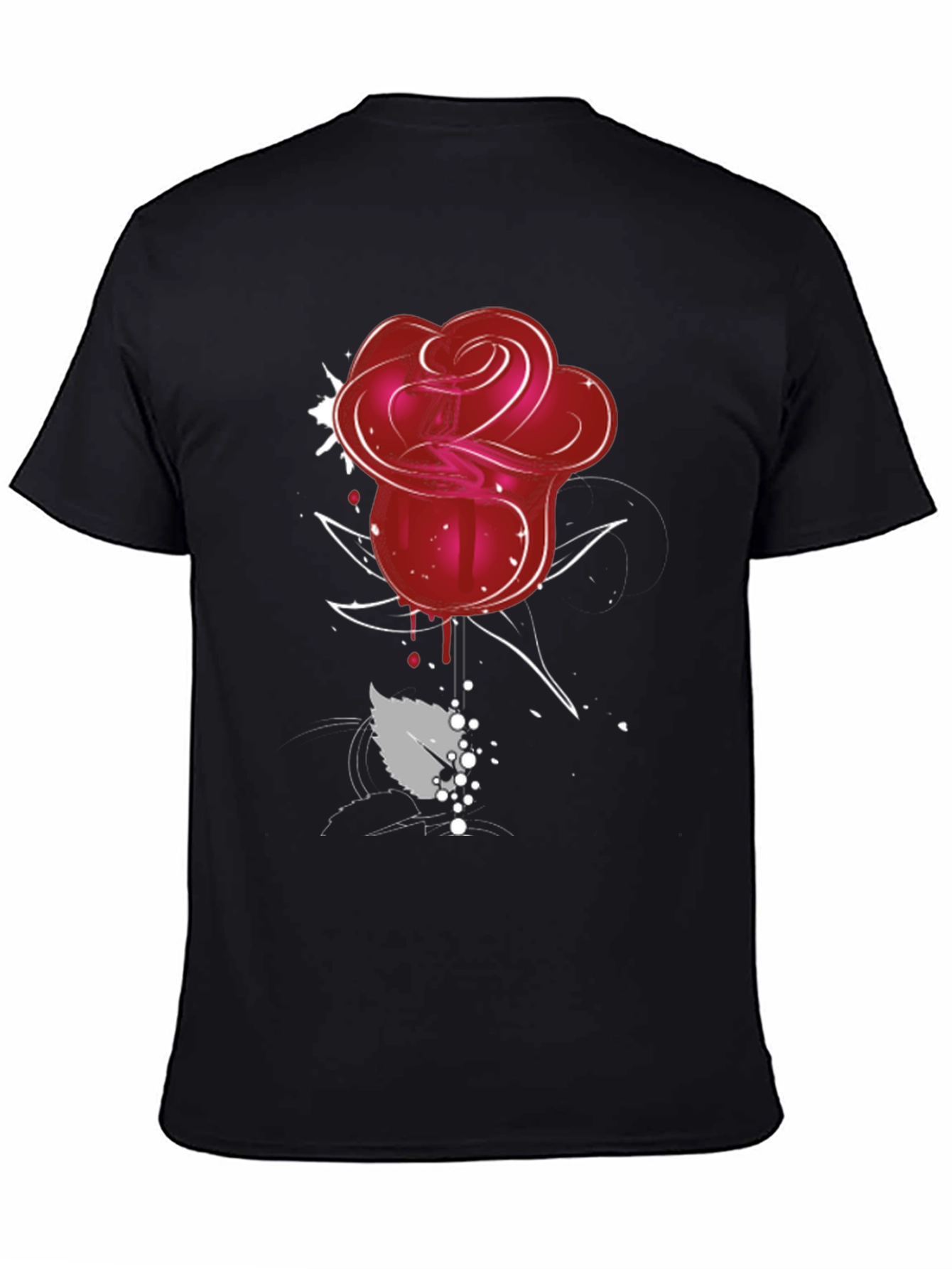 Red Rose Graphic Tee - Mens Black T-Shirt