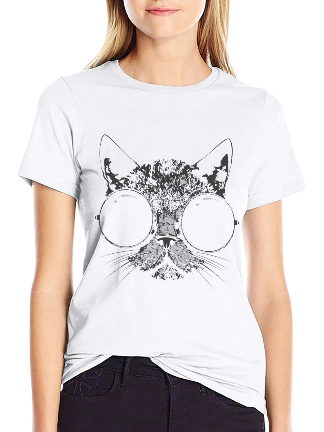 Cool Cat Tee: Black T-Shirt with Cat Graphic
