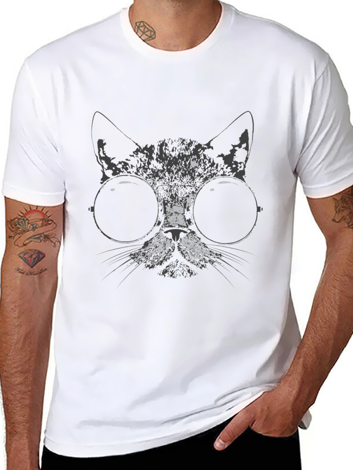 Cool Cat Tee: Black T-Shirt with Cat Graphic