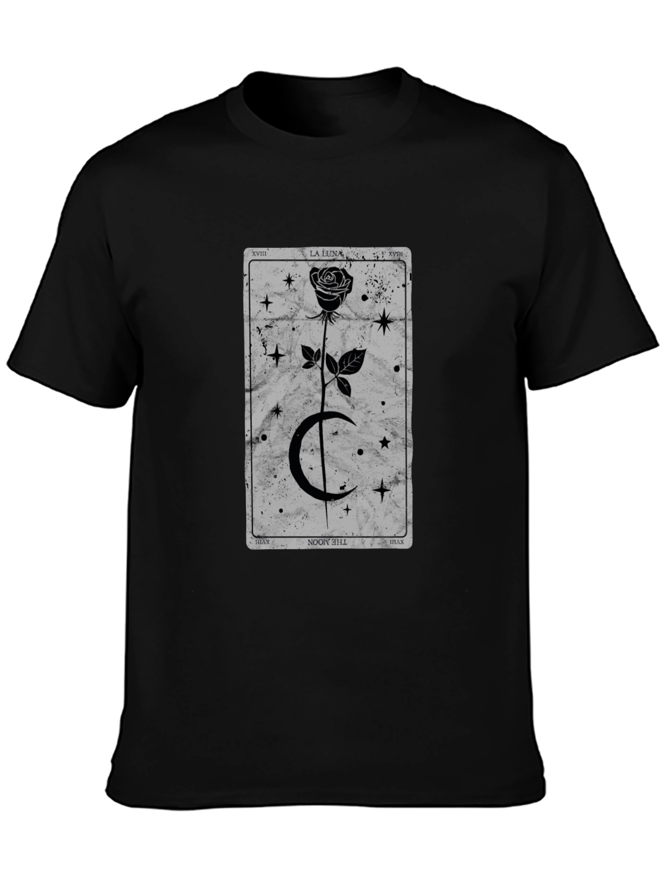 Moon Tarot Card T-Shirt - Gothic Rose Design