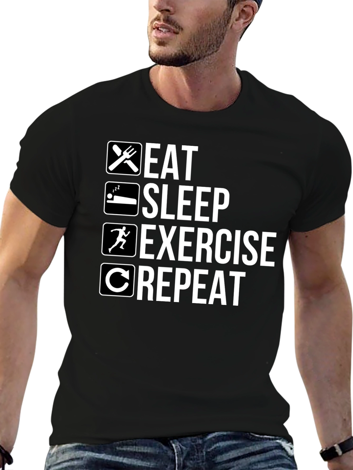 Eat Sleep Exercise Repeat Graphic Tee