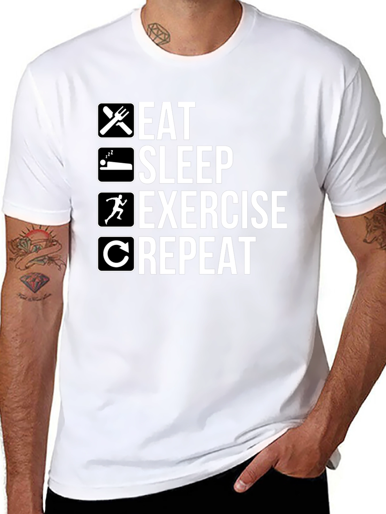 Eat Sleep Exercise Repeat Graphic Tee