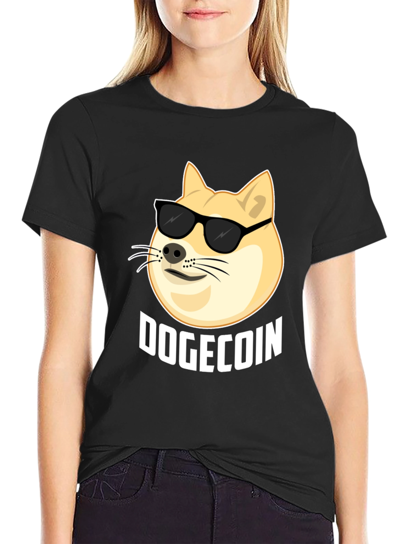 DogeCoin Cool Dog T-Shirt - Black Crypto Tee