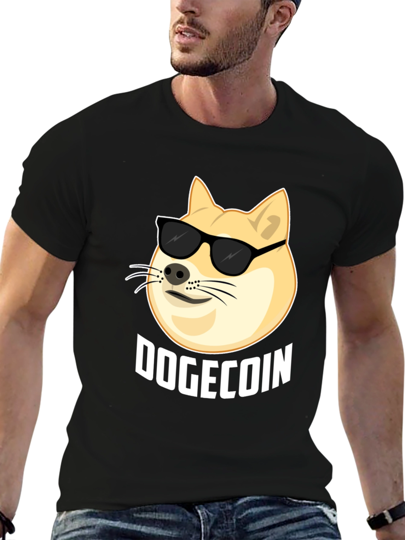 DogeCoin Cool Dog T-Shirt - Black Crypto Tee