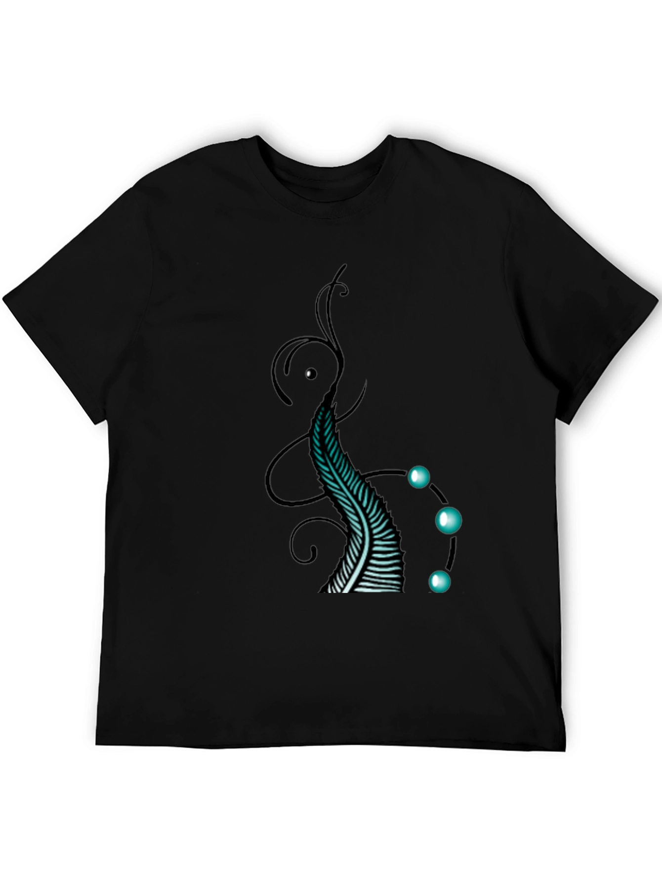 Abstract Feather Graphic Tee - Black Cotton Comfort
