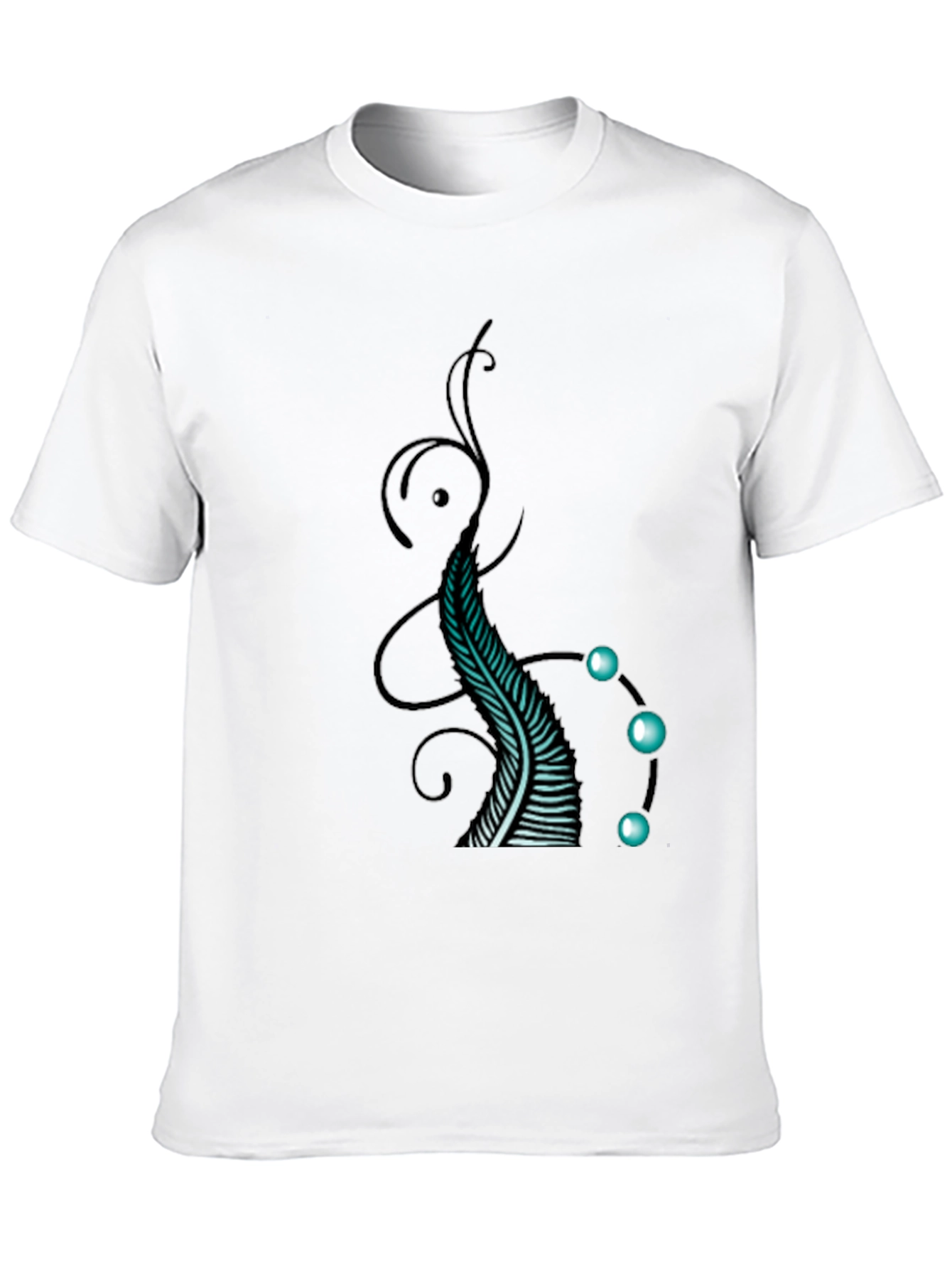 Abstract Feather Graphic Tee - Black Cotton Comfort