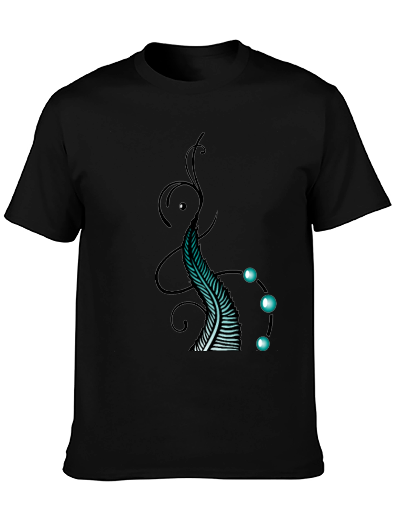 Abstract Feather Graphic Tee - Black Cotton Comfort