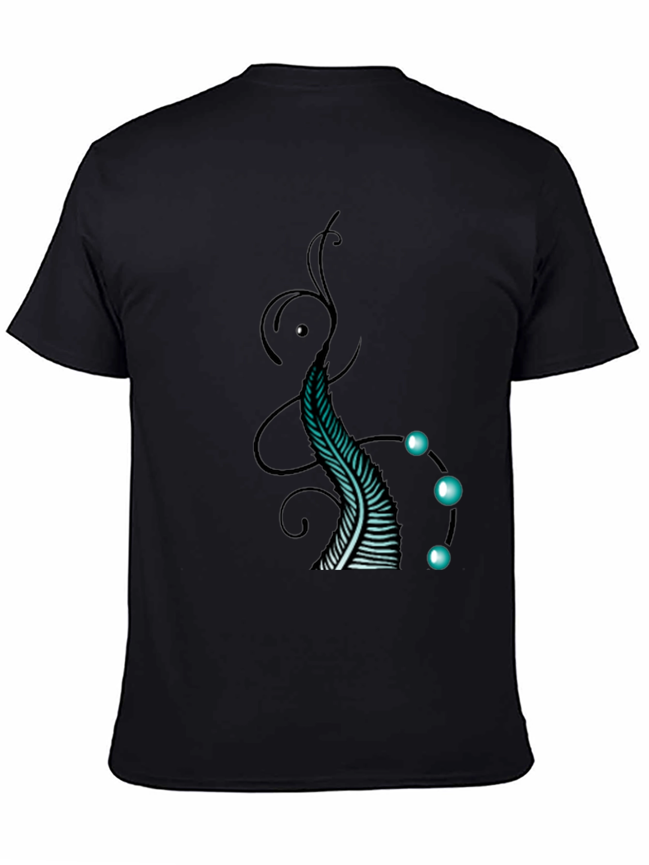 Abstract Feather Graphic Tee - Black Cotton Comfort