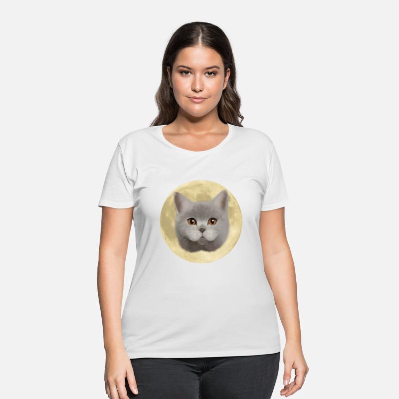 British Shorthair Cat Full Moon Light Design