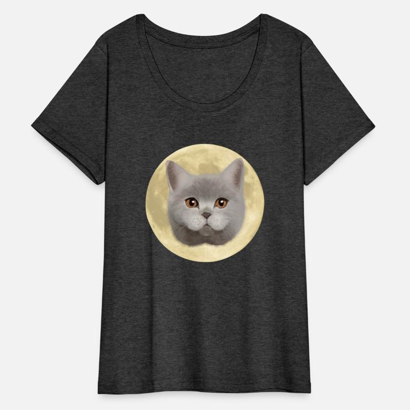 British Shorthair Cat Full Moon Light Design