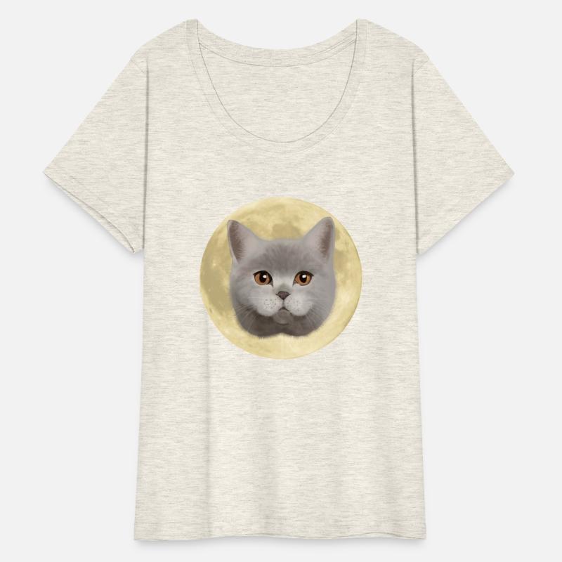 British Shorthair Cat Full Moon Light Design