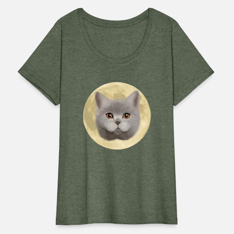 British Shorthair Cat Full Moon Light Design