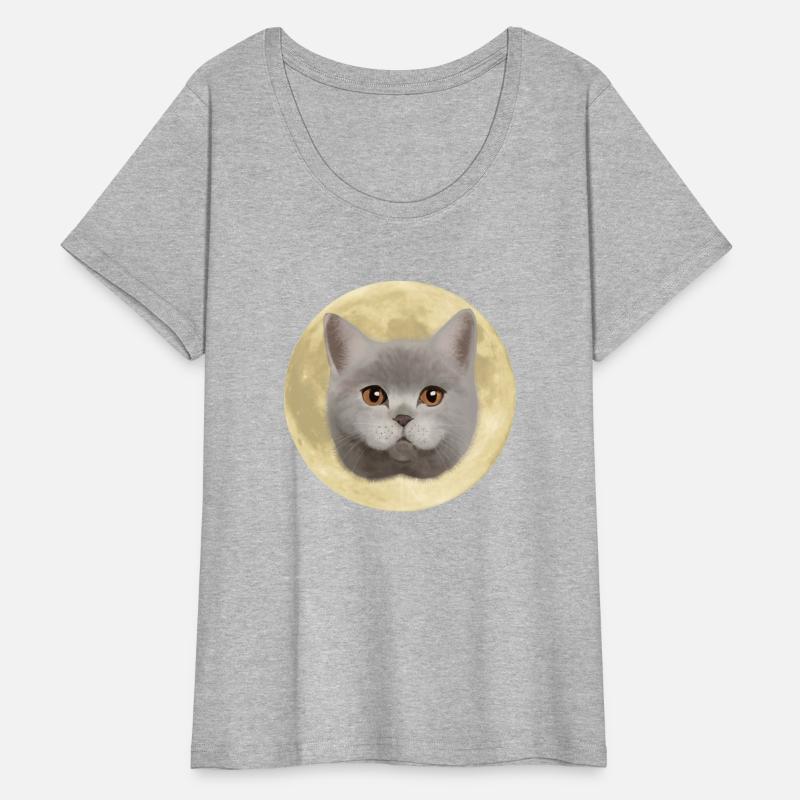 British Shorthair Cat Full Moon Light Design