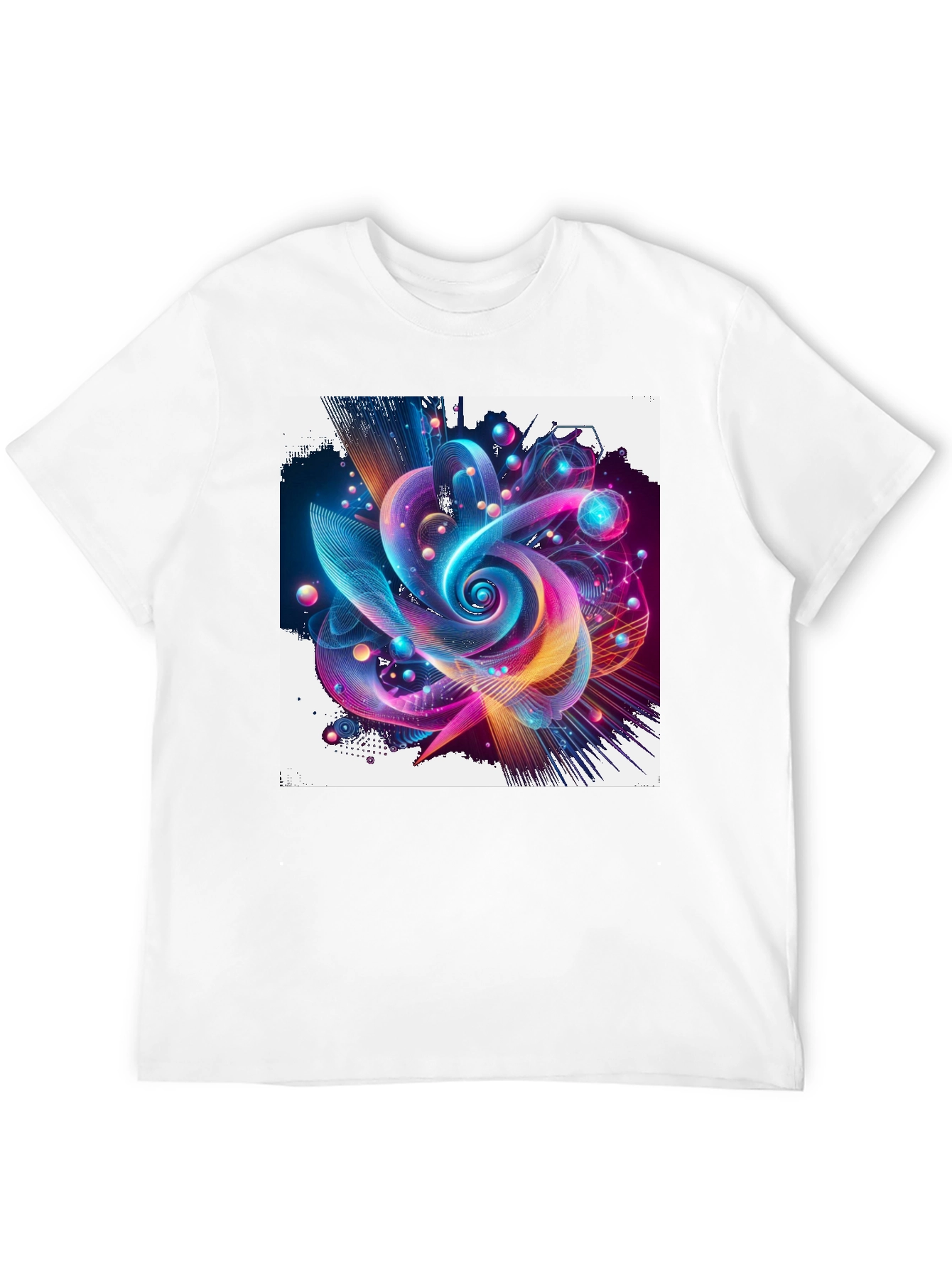 Vibrant Abstract Graphic Print Black T-Shirt