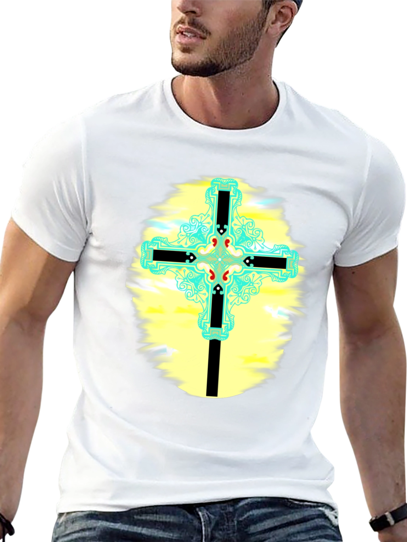 Cross Graphic T-Shirt - Black Cotton Blend