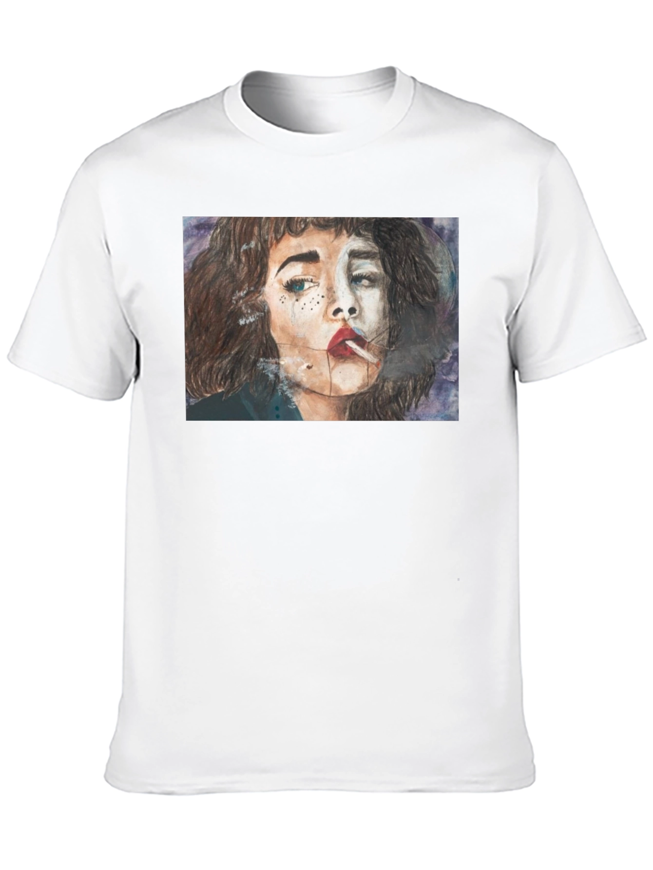Smoking Woman Graphic Tee - Unisex Black T-Shirt