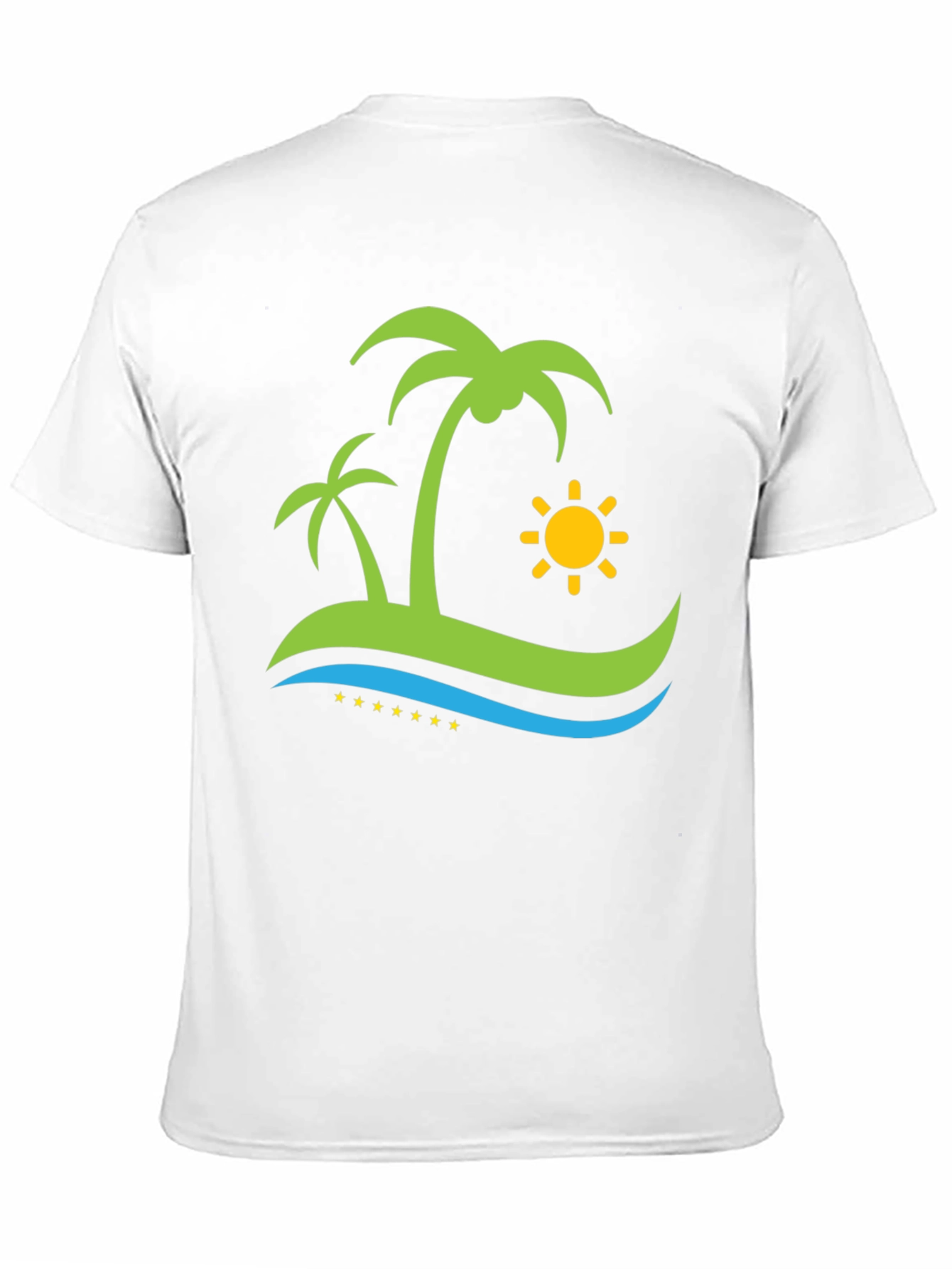 Island Vibe Black T-Shirt: Palm Trees & Sun