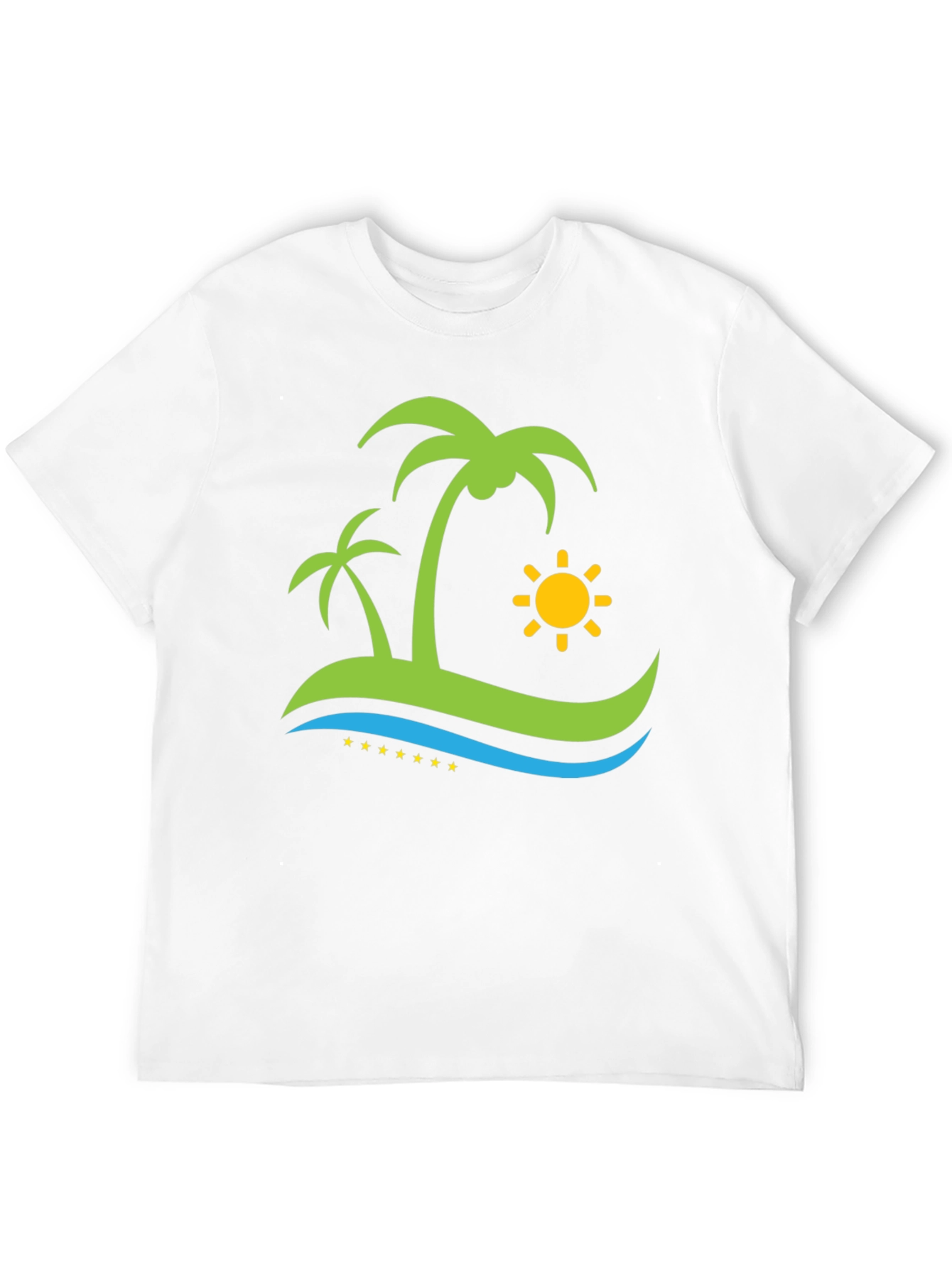 Island Vibe Black T-Shirt: Palm Trees & Sun