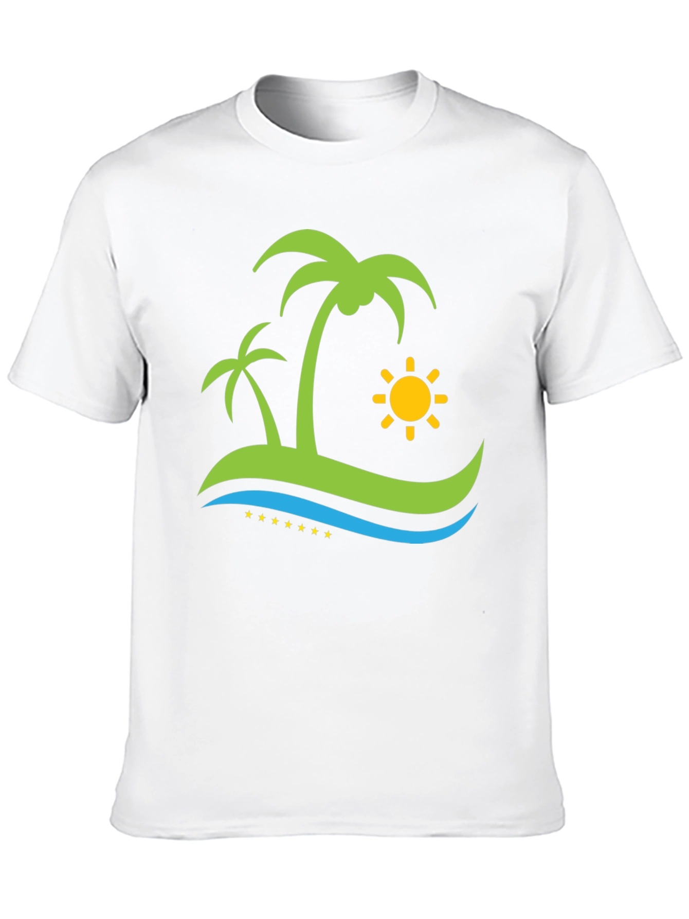 Island Vibe Black T-Shirt: Palm Trees & Sun