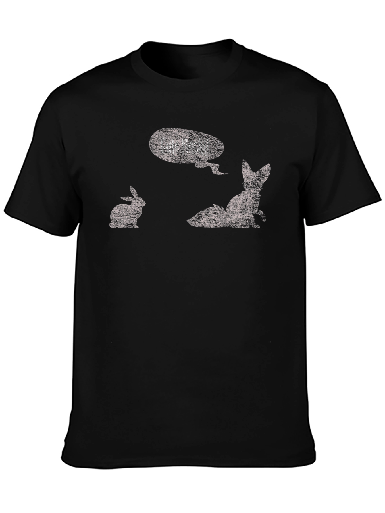 Fox and Rabbit Graphic Tee - Black Cotton T-Shirt