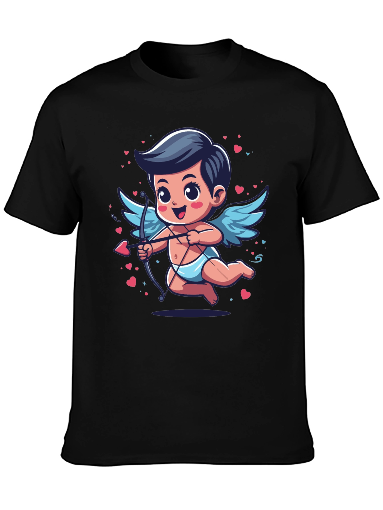 Cupid Valentines Day Graphic Tee - Black