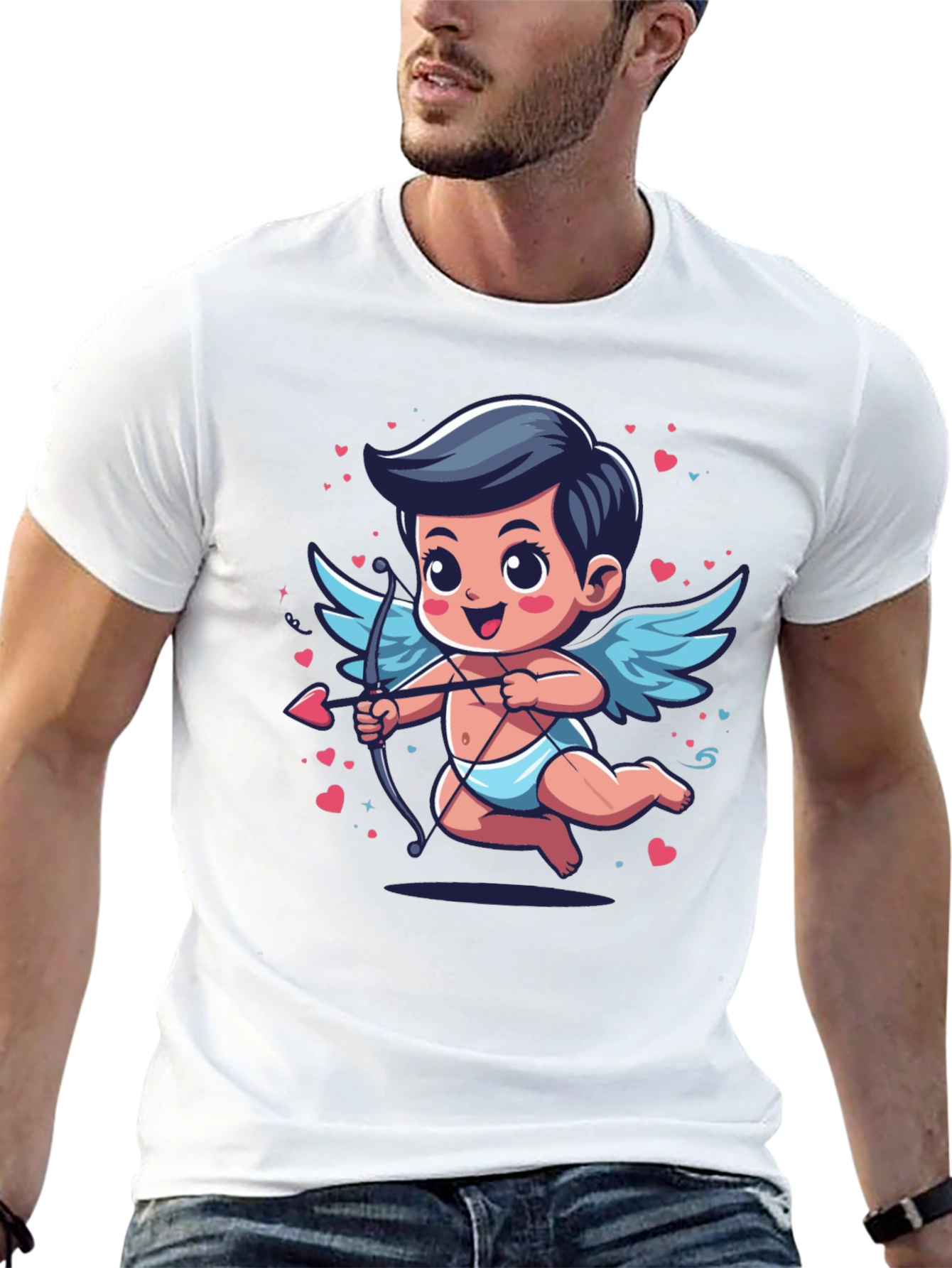 Cupid Valentines Day Graphic Tee - Black