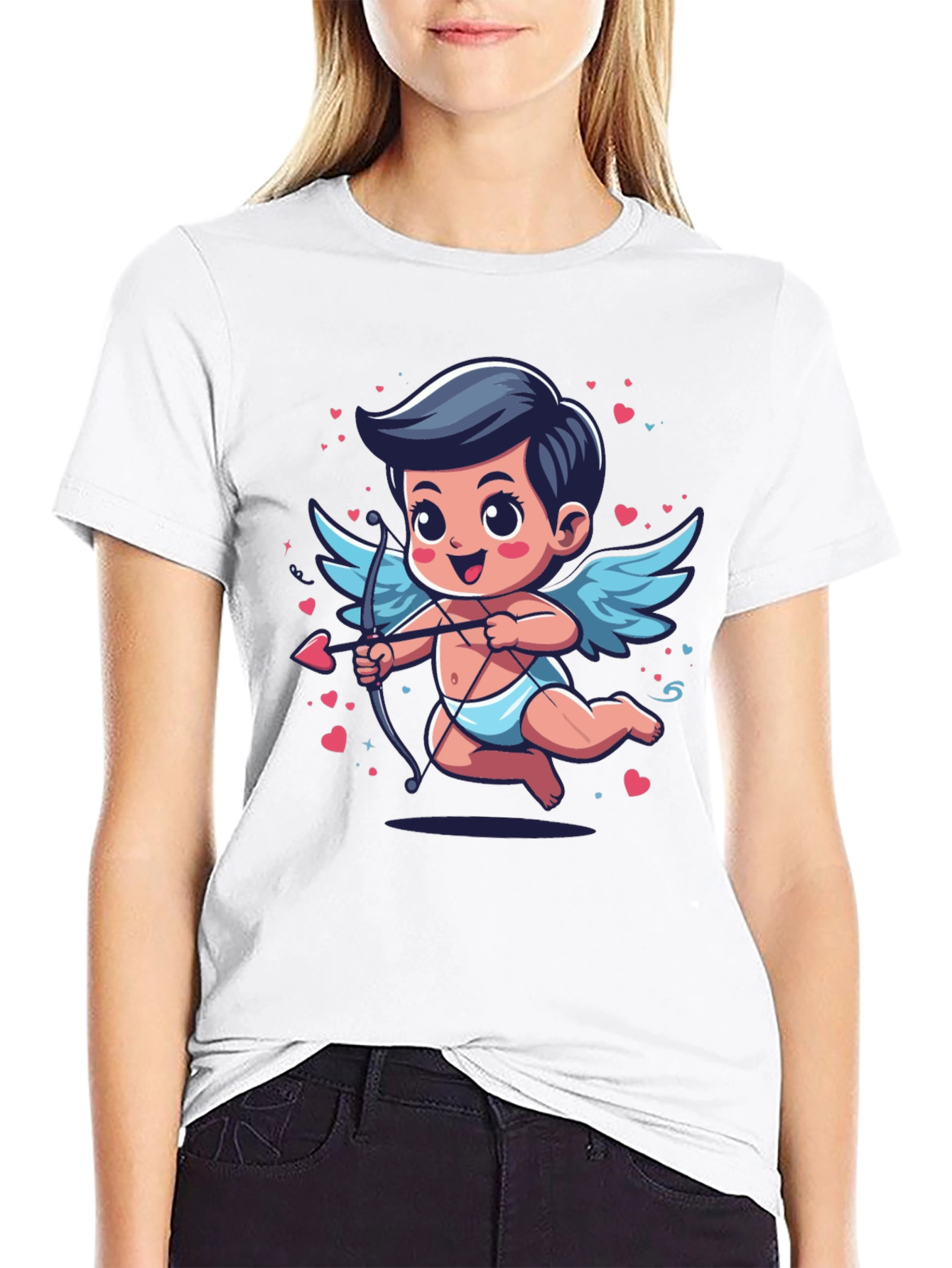 Cupid Valentines Day Graphic Tee - Black