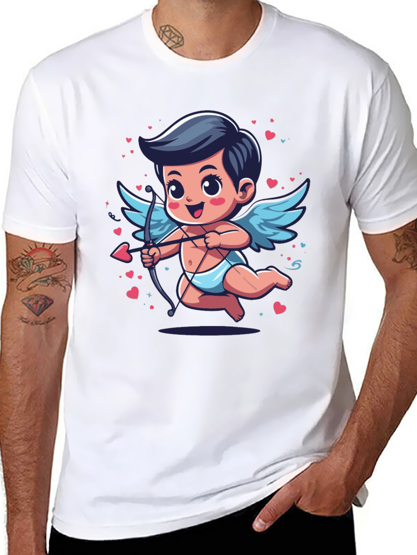 Cupid Valentines Day Graphic Tee - Black