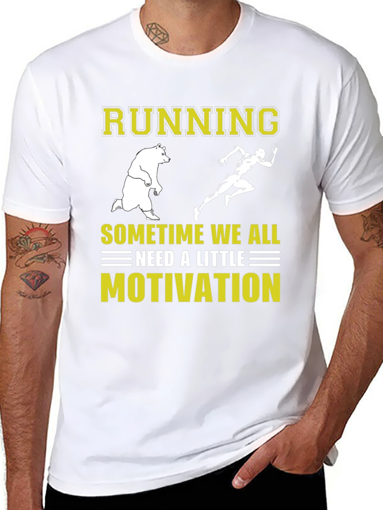 Running Motivation T-Shirt - Bear Chasing Runner