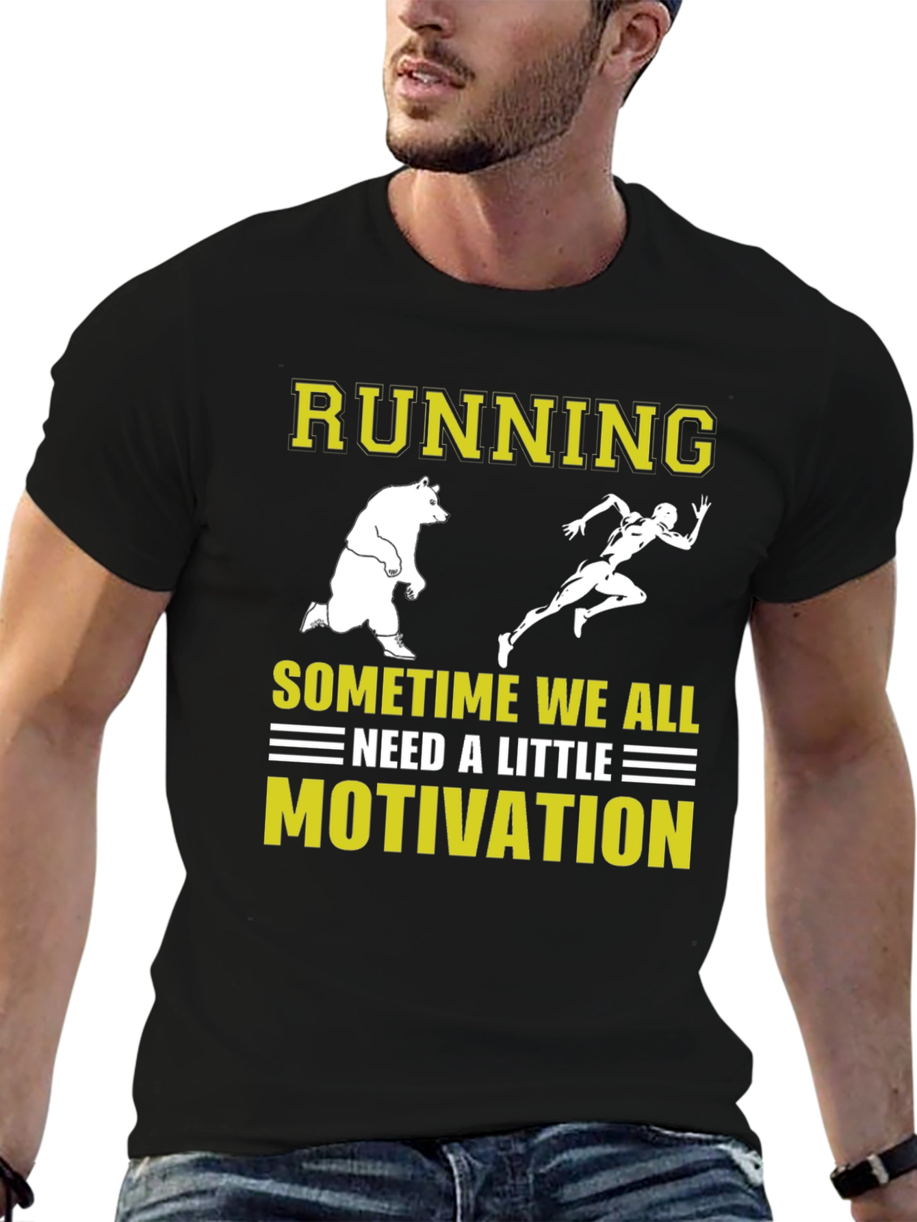 Running Motivation T-Shirt - Bear Chasing Runner