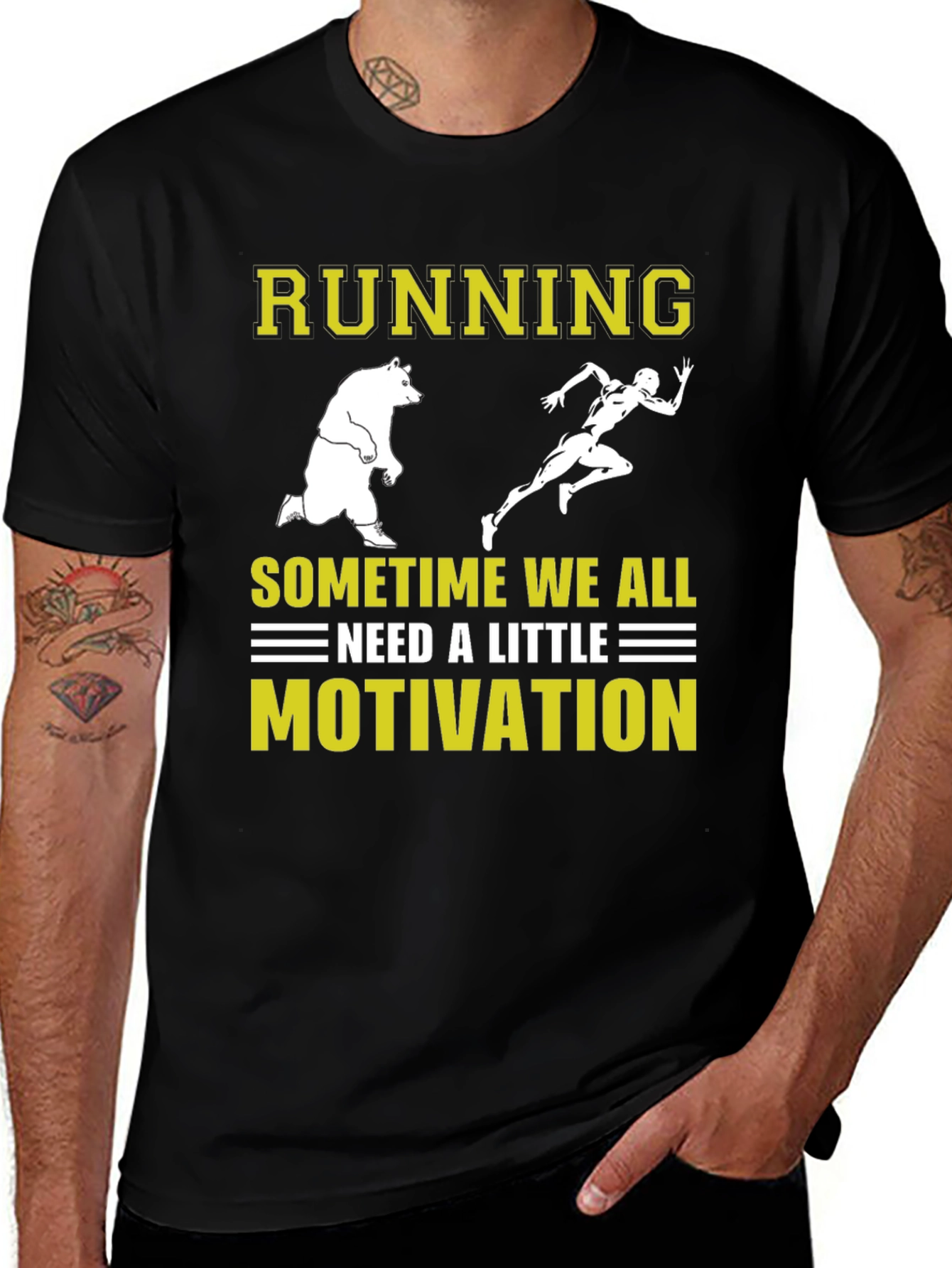 Running Motivation T-Shirt - Bear Chasing Runner