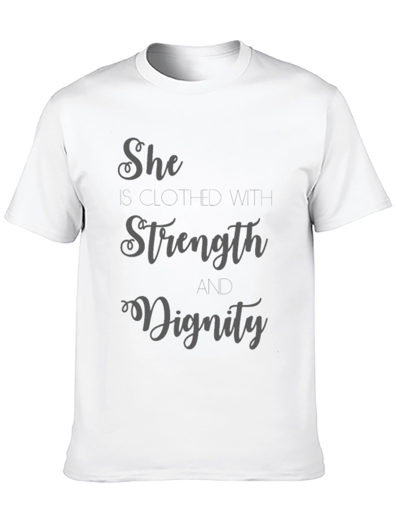 She is Clothed with Strength and Dignity Black T-Shirt