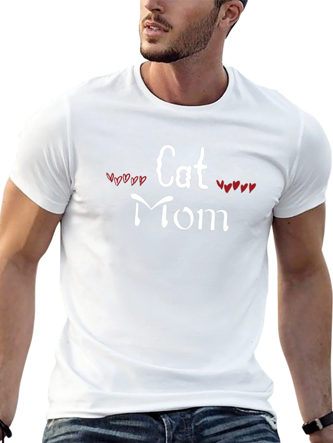 Cat Mom T-Shirt - Heart Accents