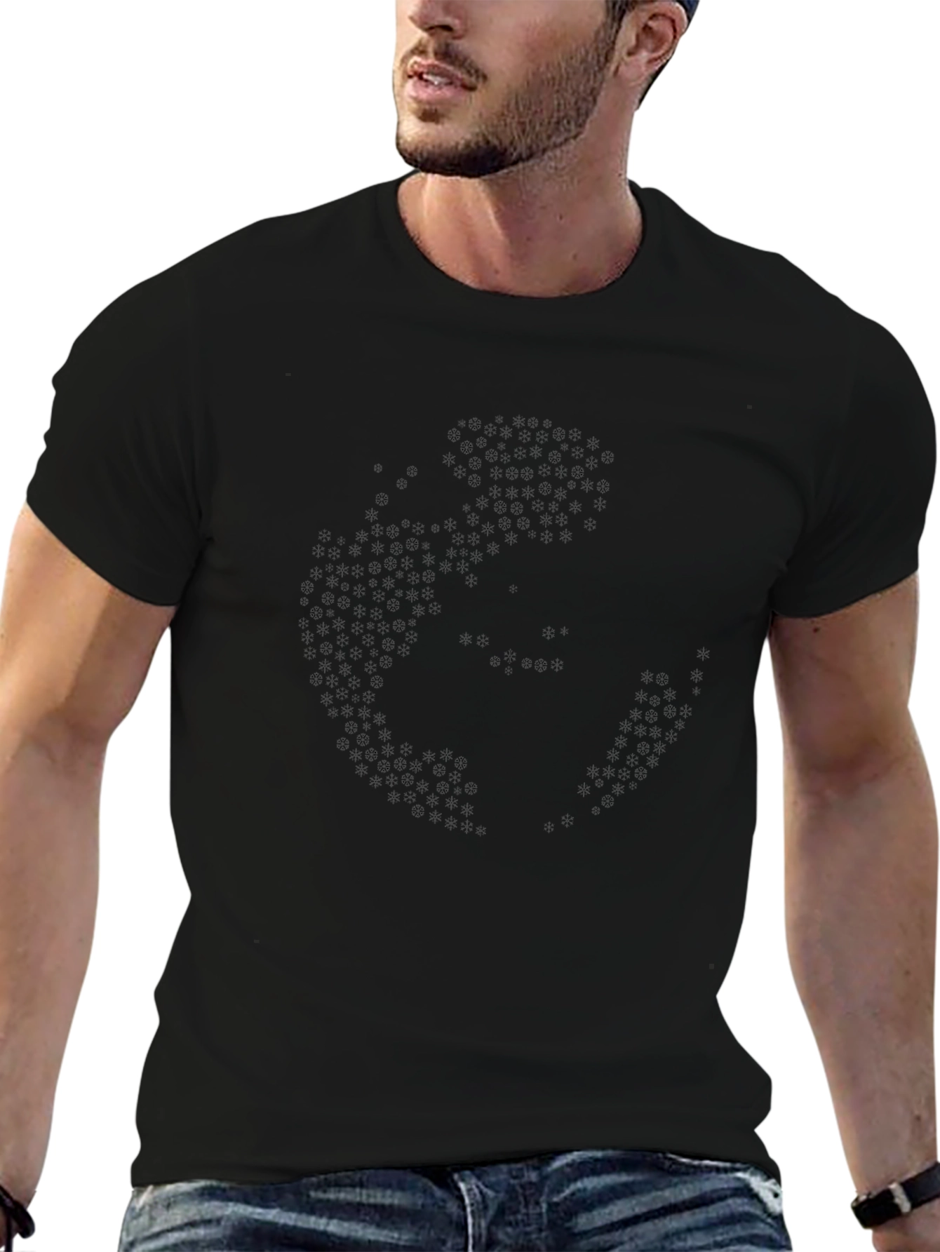 Stealth Pattern Black Crew Neck T-Shirt