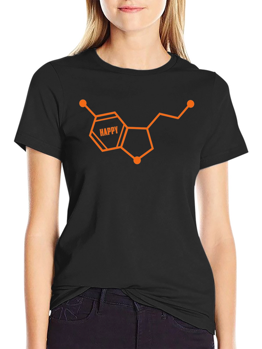 Happy Serotonin Molecule Graphic Tee - Black