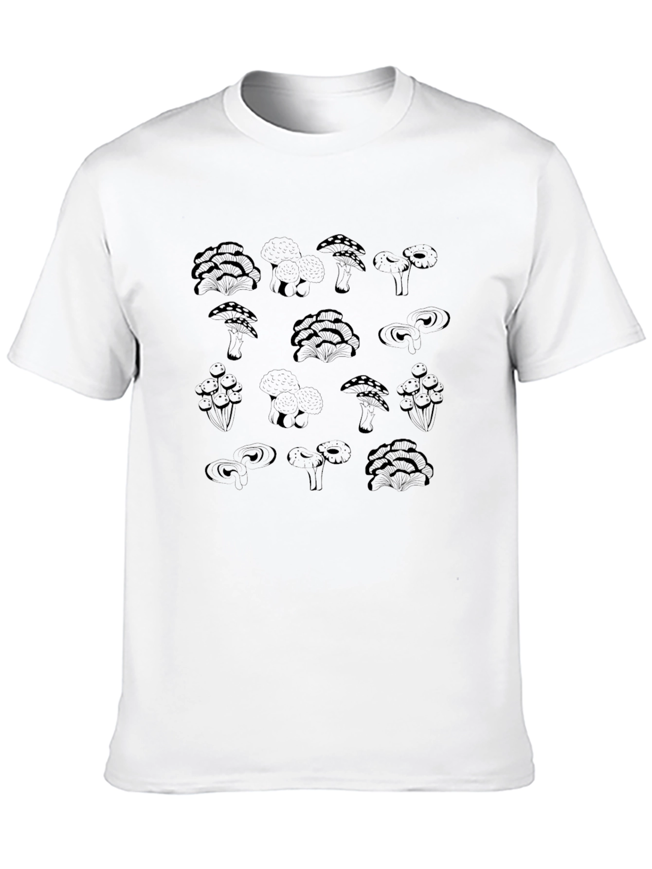 Mushroom Print Black T-Shirt
