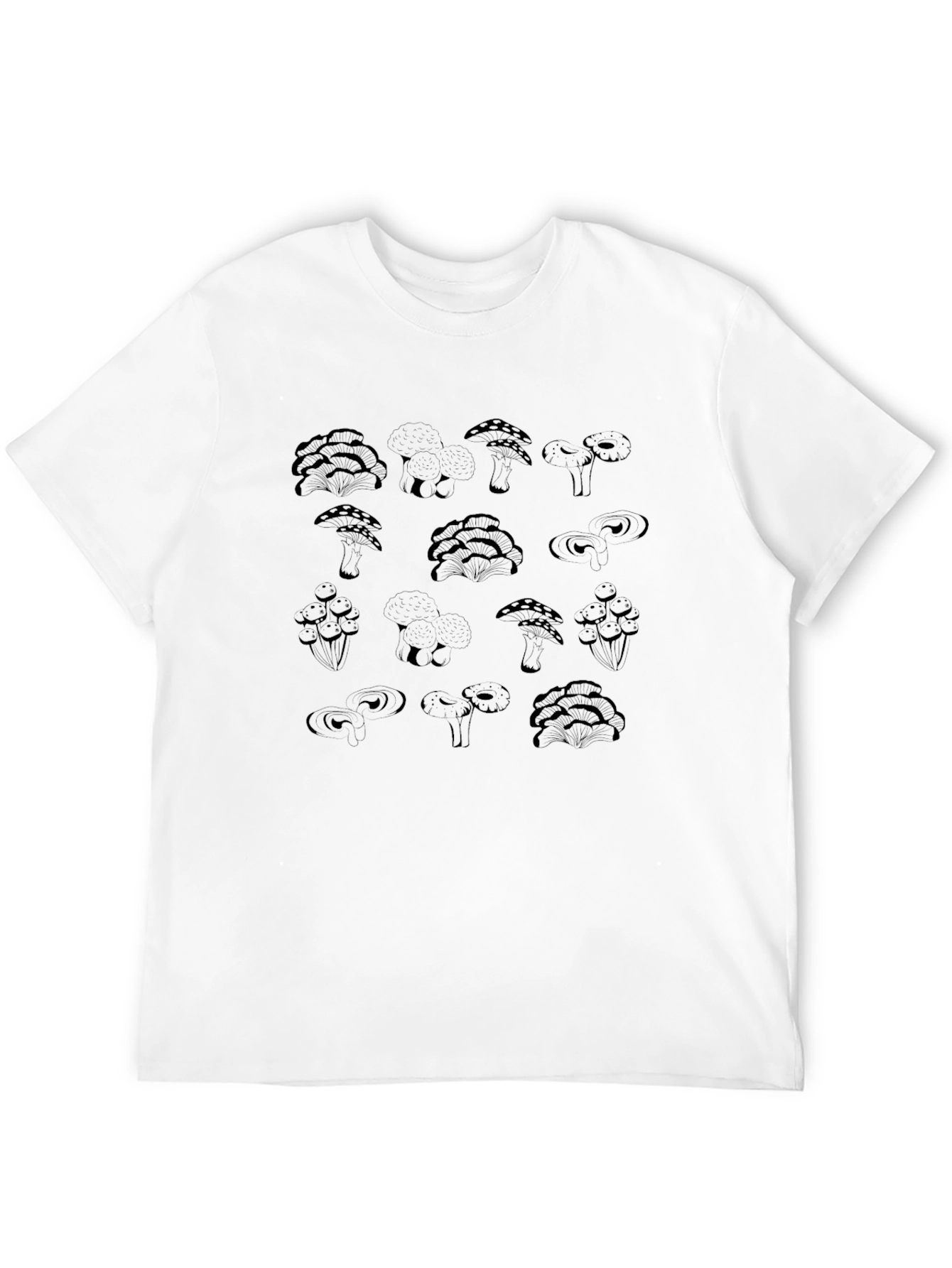 Mushroom Print Black T-Shirt