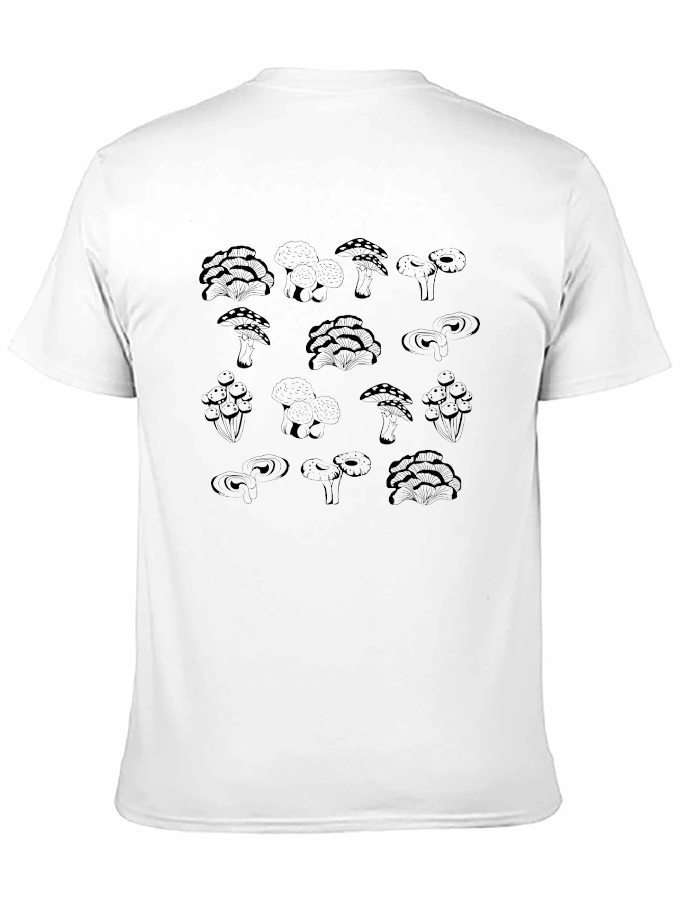 Mushroom Print Black T-Shirt