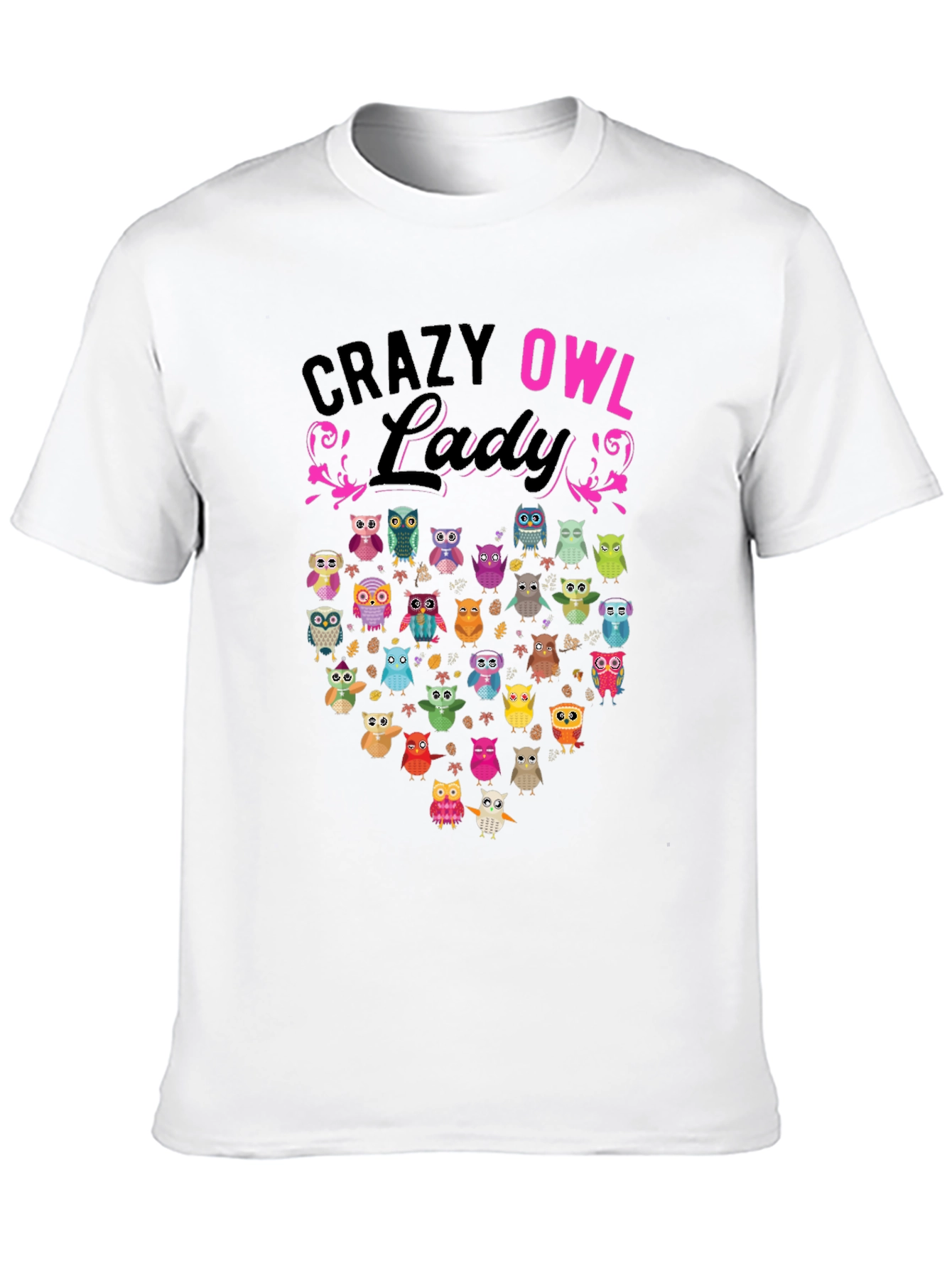 Crazy Owl Lady T-Shirt - Unique Graphic Tee