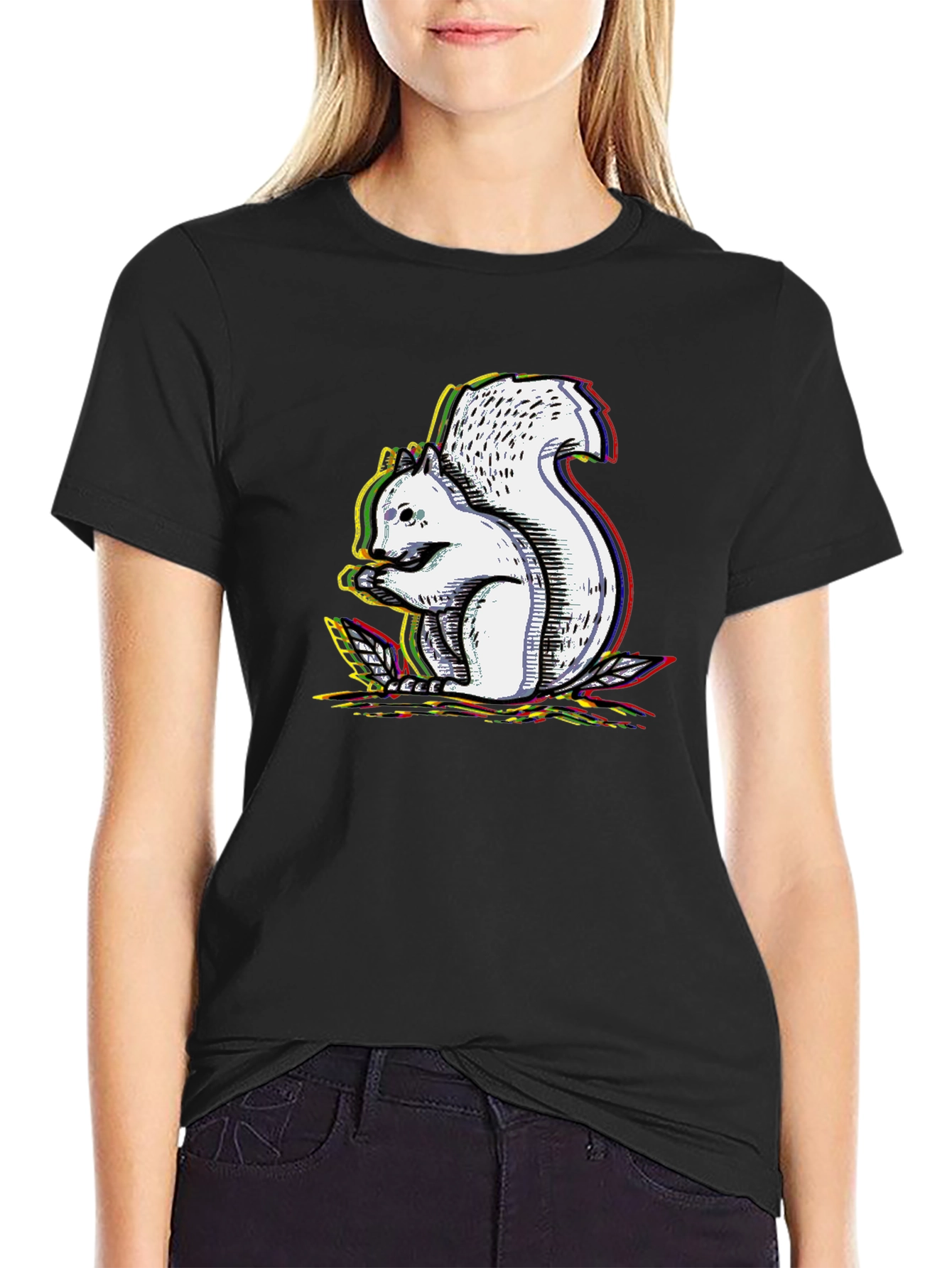 Squirrel Graphic Black T-Shirt