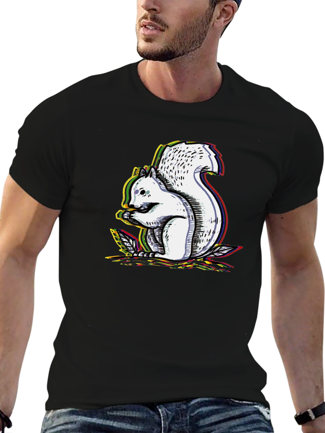 Squirrel Graphic Black T-Shirt