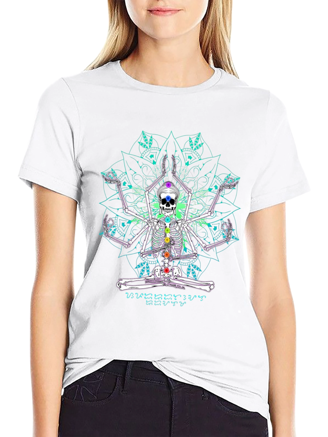 Skeleton Yoga Chakra Mandala Graphic Tee