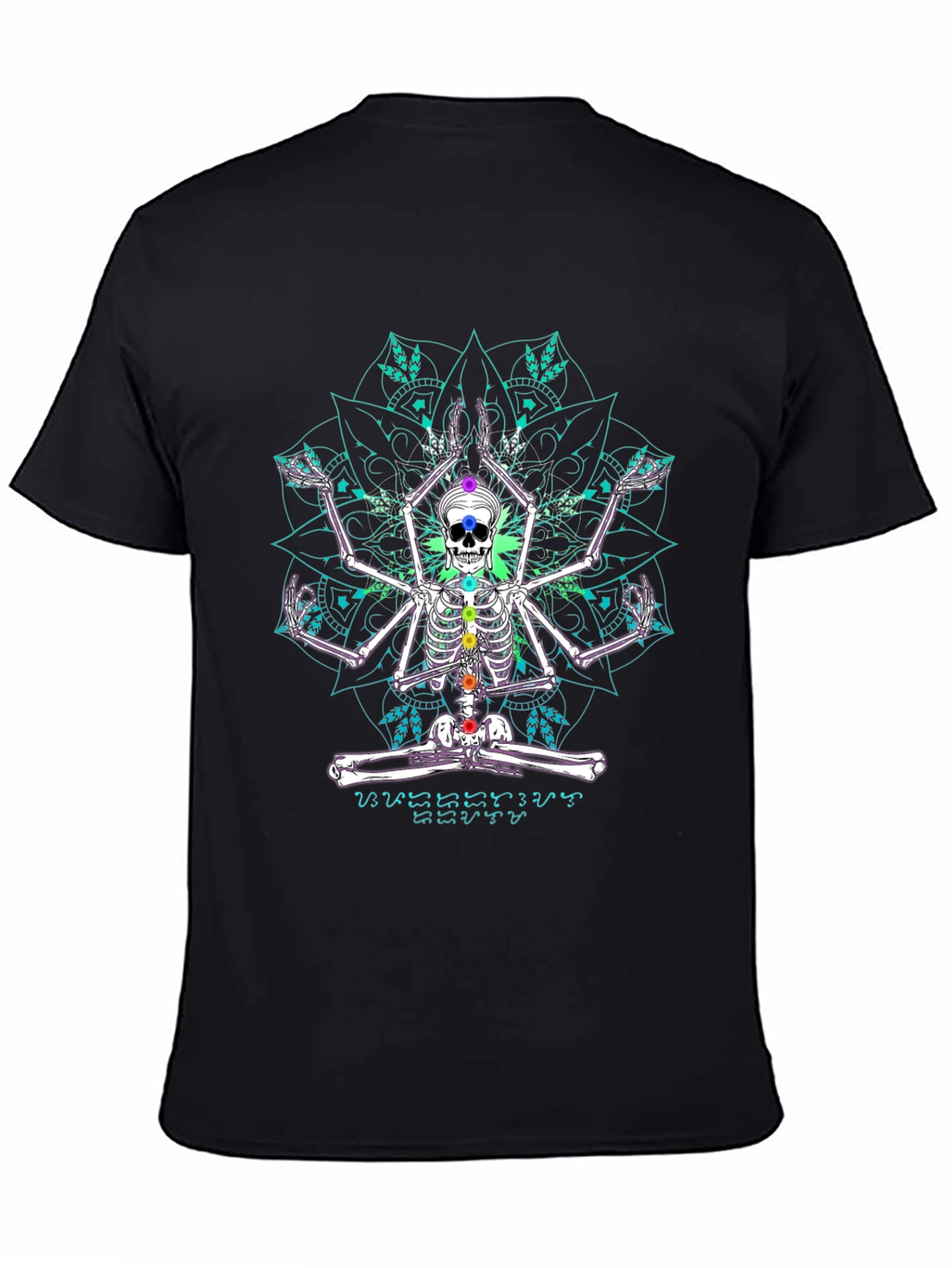 Skeleton Yoga Chakra Mandala Graphic Tee
